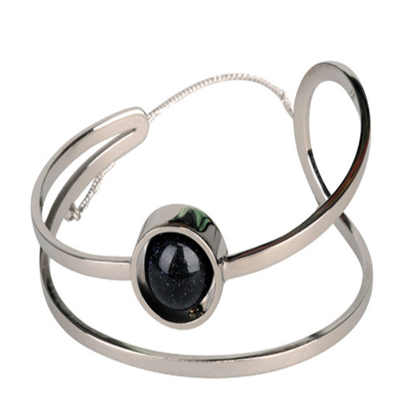irregular hollow out bangle in stainless steel